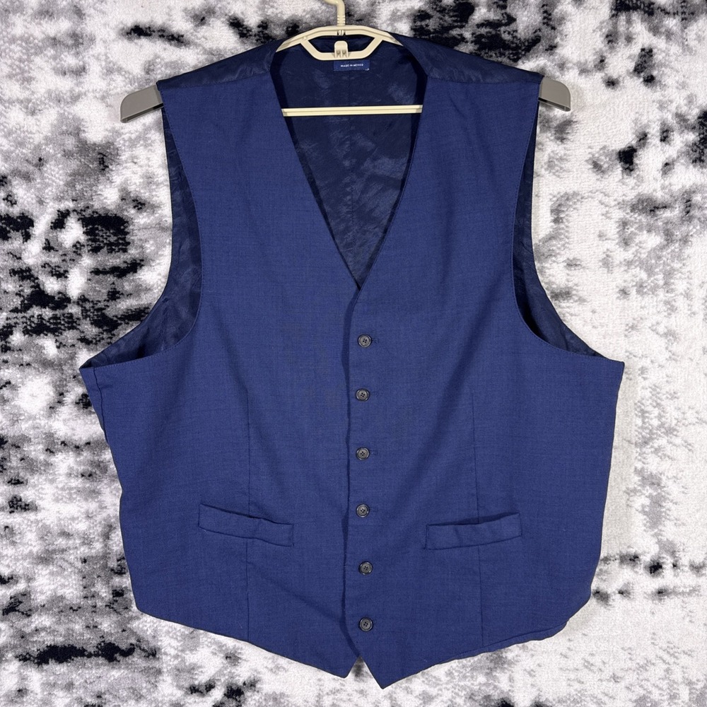 Stafford Vest Mens Size 2XL Navy Blue Wool Stretch Waistcoat Dressy Business
